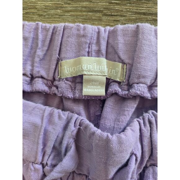 Woman Within Lavender Cotton Pants 24W Wide Leg Cropped Plus Size Comfy Chic - Picture 2 of 9